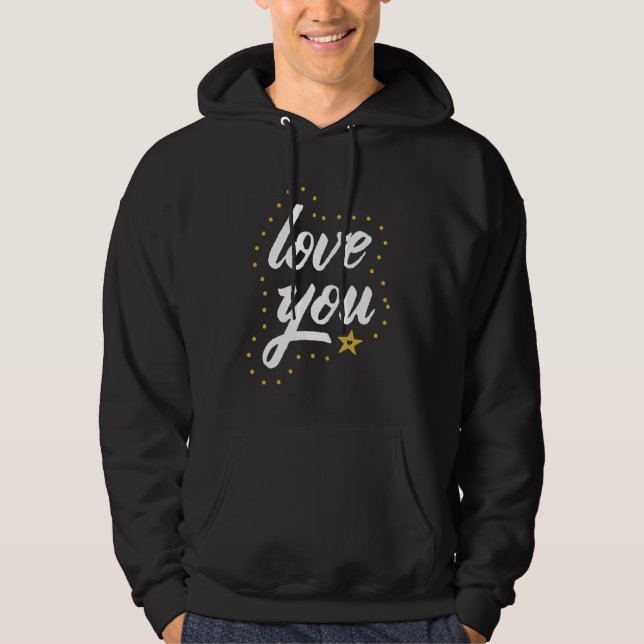 Cute Matching Graphics for Couples - Love You Hoodie (Front)