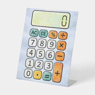 Cute Maths Calculator Desk Art for Kids Pedestal Sign