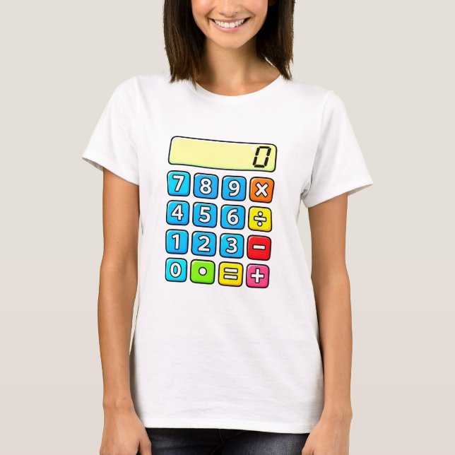 Cute Maths Calculator Numbers Cartoon T Shirt Kids (Front)