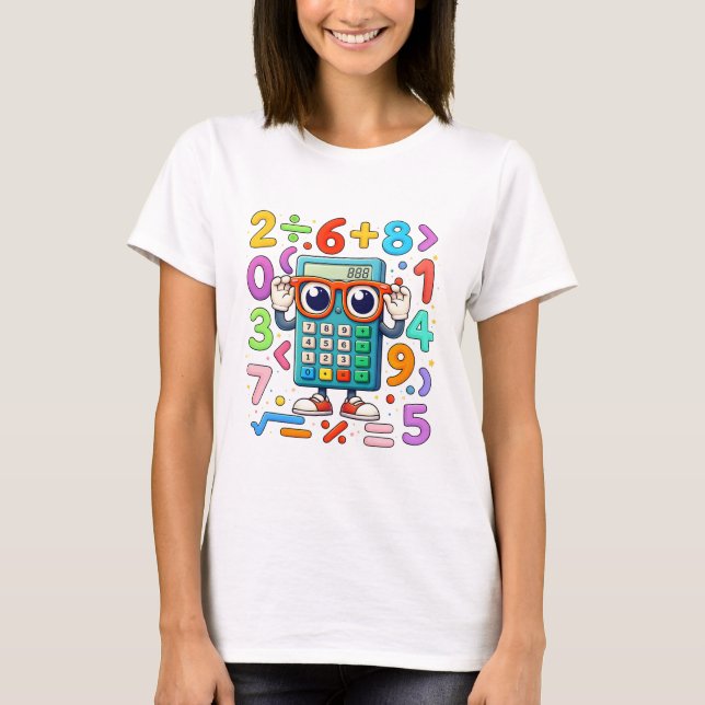 Cute Maths Calculator Numbers T Shirt for Kids (Front)