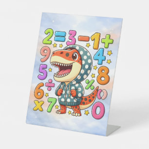 Cute Maths Dinosaur Desk Art for Kids Pedestal Sign