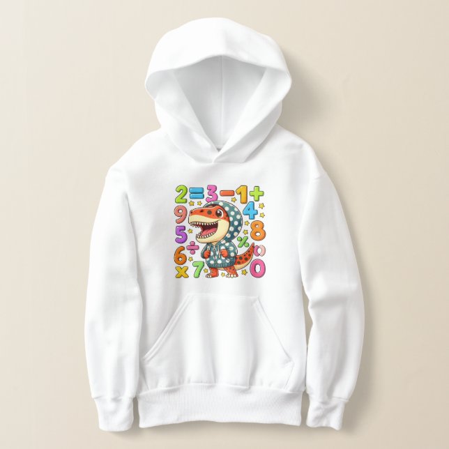 Cute Maths Dinosaur Hoodie for Kids School (Laydown)