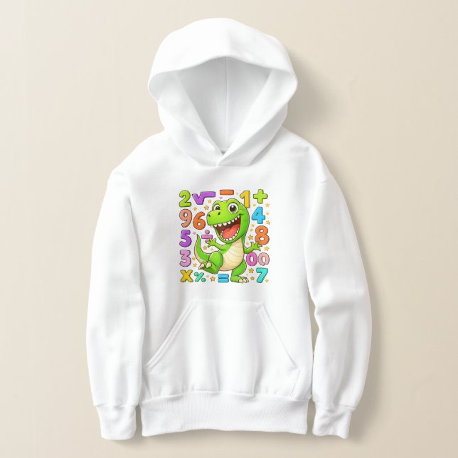 Cute Maths Dinosaur Numbers Hoodie for Kids (Laydown)