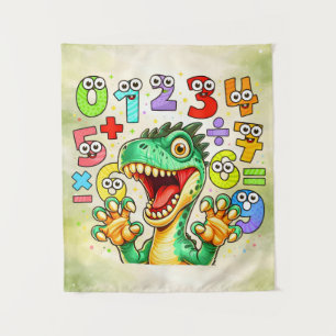 Cute Maths Dinosaur Numbers Poster for Kids Tapestry