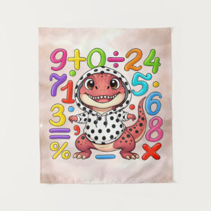 Cute Maths Dinosaur Numbers Poster for Kids Tapestry