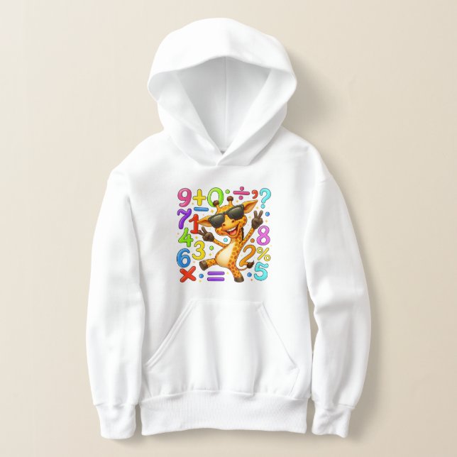 Cute Maths Fox Numbers Hoodie for Kids (Laydown)