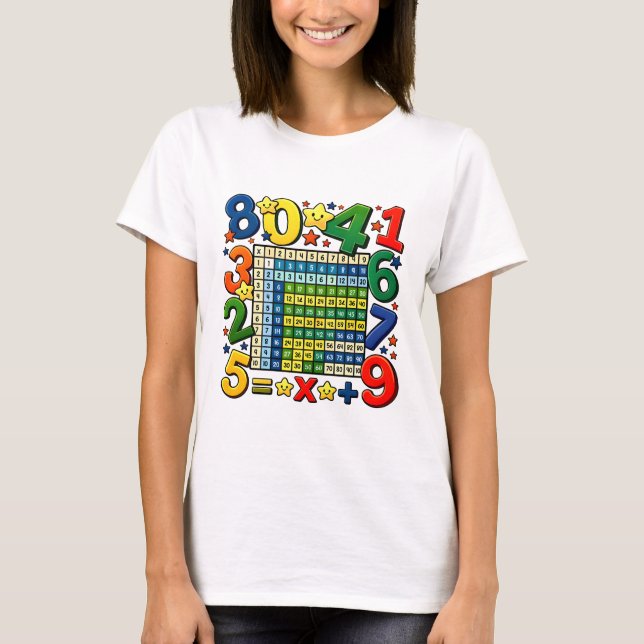 Cute Maths Numbers Calculator Cartoon T Shirt Kids (Front)
