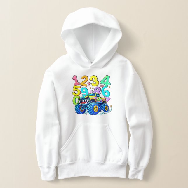Cute Maths Numbers Car Cartoon Hoodie Kids UK!! (Laydown)