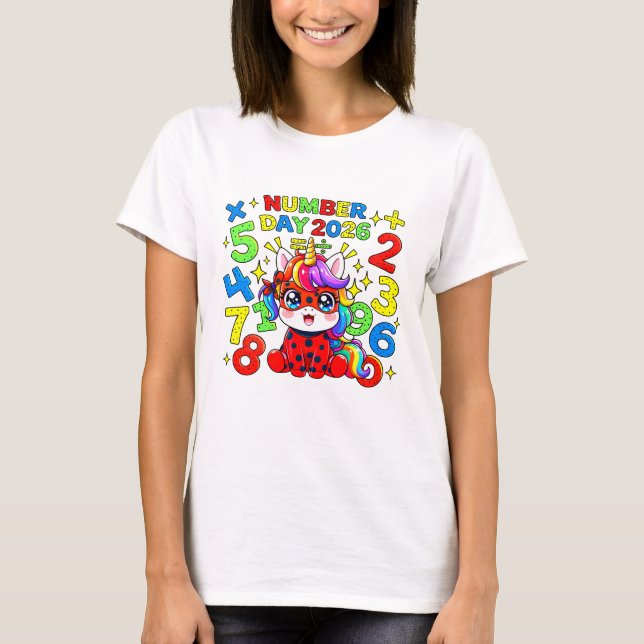 Cute Maths Numbers Ladybird Number Day T Shirt UK (Front)