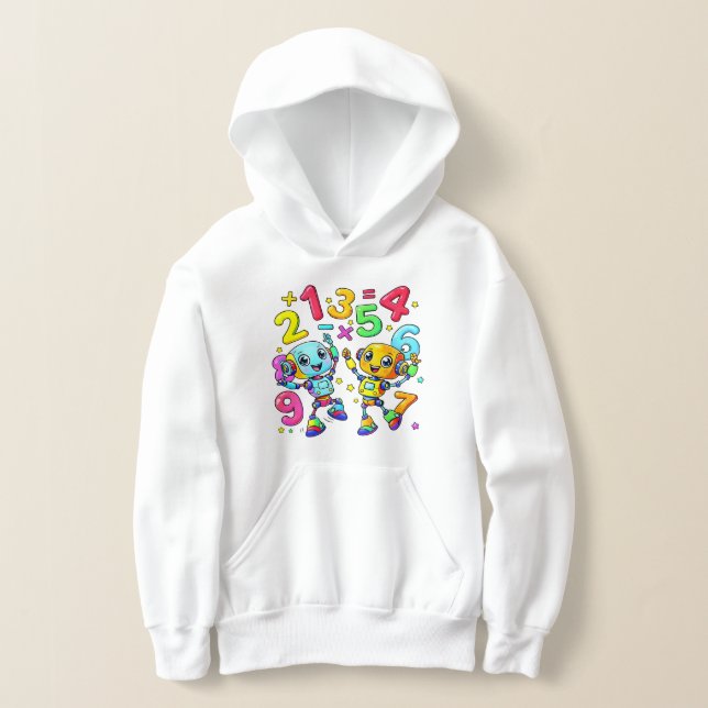 Cute Maths Numbers Monsters Cartoon Hoodie Kids UK (Laydown)