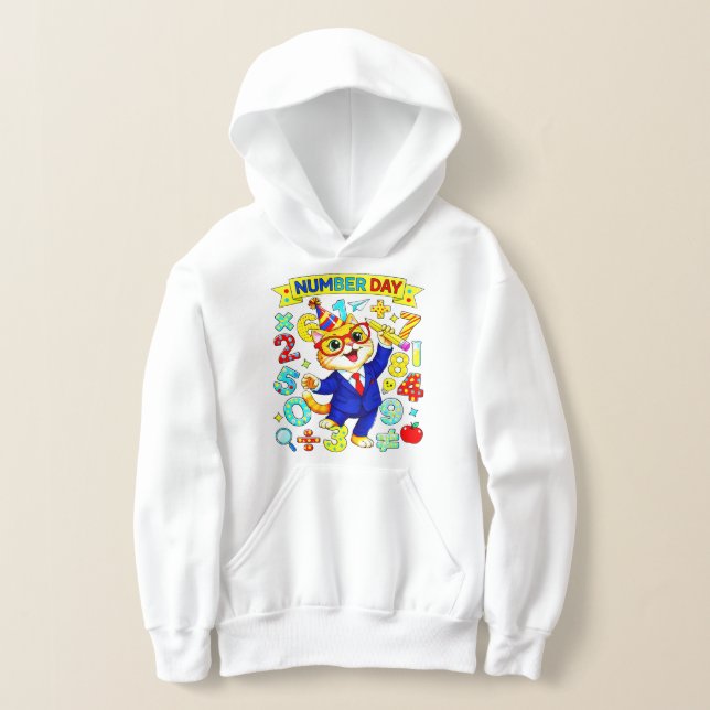 Cute Maths Numbers Mouse Number Day Hoodie Kids UK (Laydown)