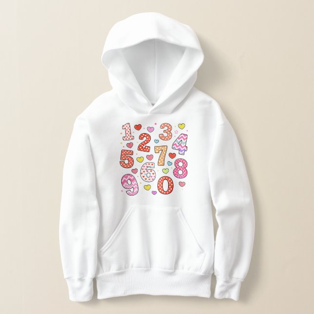 Cute Maths Numbers Pattern Hoodie for Kids (Laydown)