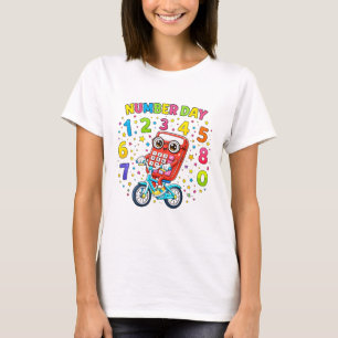 Cute Maths Numbers Robot Bike Number Day KidsUK Go T-Shirt