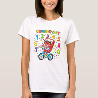 Cute Maths Numbers Robot Bike Number Day KidsUK Go T-Shirt