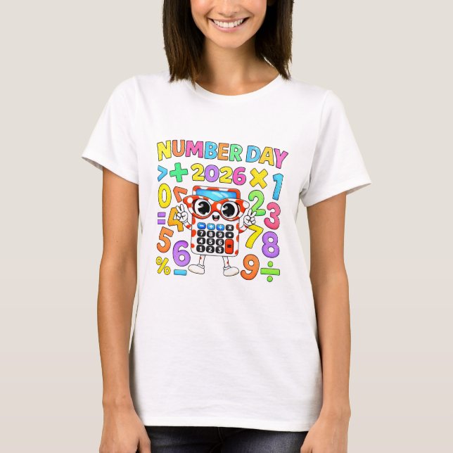Cute Maths Numbers Robot Calculator T Shirt Kids!! (Front)