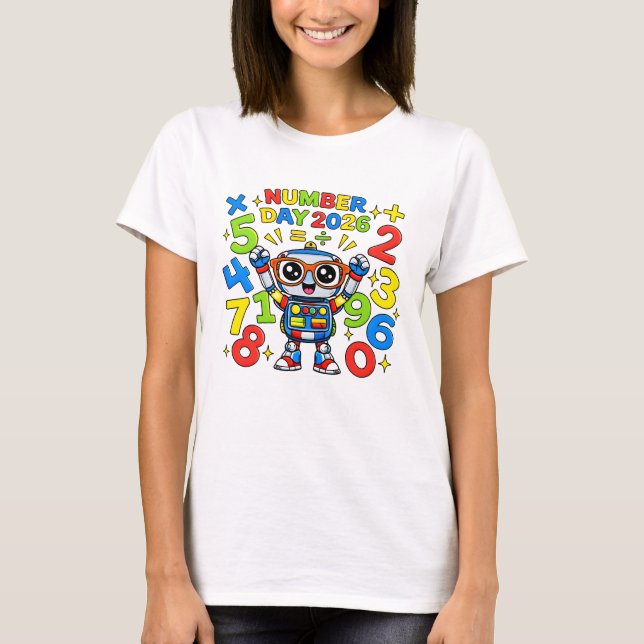 Cute Maths Numbers Robot Calculator T Shirt Kids!! (Front)