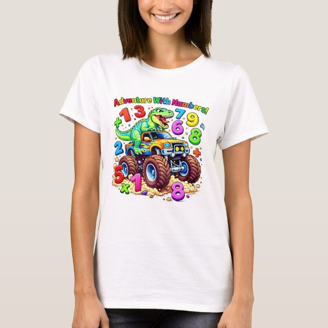 Cute Maths Numbers Tractor Cartoon T Shirt Kids UK (Front)