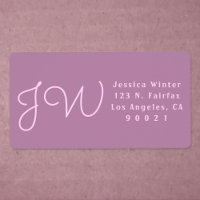 Cute Mauve/Pink Monogram Return Address Shipping