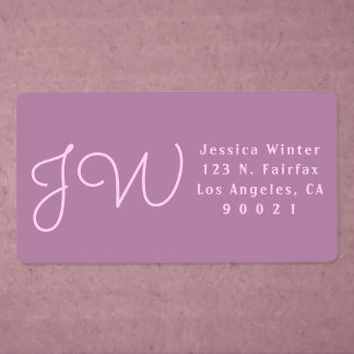 Cute Mauve/Pink Monogram Return Address Shipping