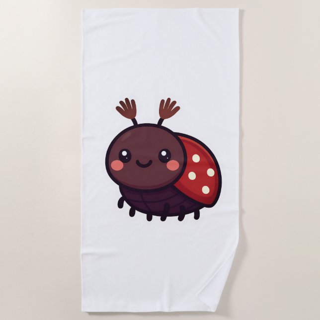 Cute May Beetle – Kawaii Forest Charm Beach Towel (Front)