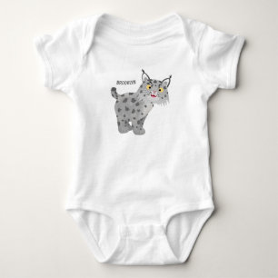 Cute mean bobcat lynx cartoon baby bodysuit