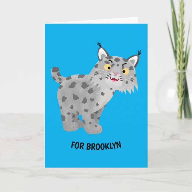 Cute mean bobcat lynx cartoon card (Front)