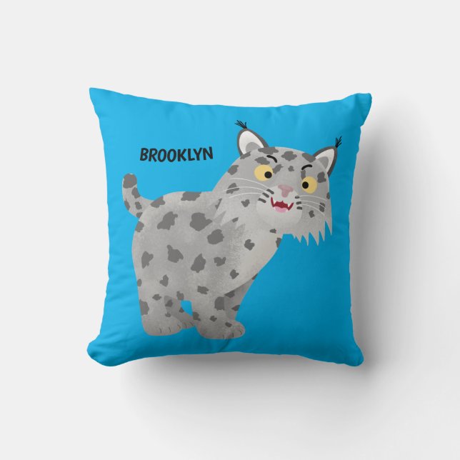 Cute mean bobcat lynx cartoon cushion (Front)