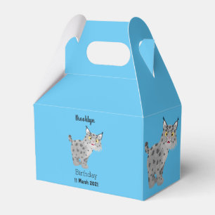 Cute mean bobcat lynx cartoon favour box