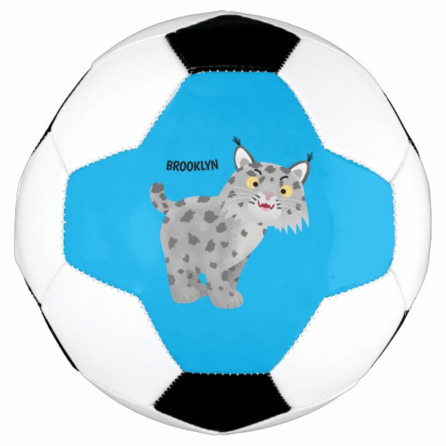 Cute mean bobcat lynx cartoon football (Front)