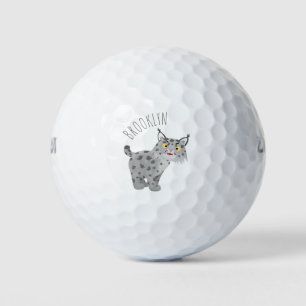 Cute mean bobcat lynx cartoon golf balls