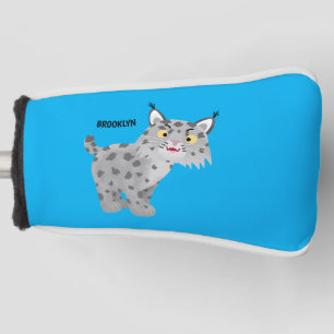 Cute mean bobcat lynx cartoon golf head cover