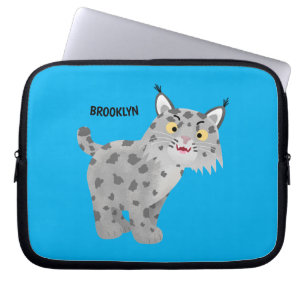 Cute mean bobcat lynx cartoon laptop sleeve