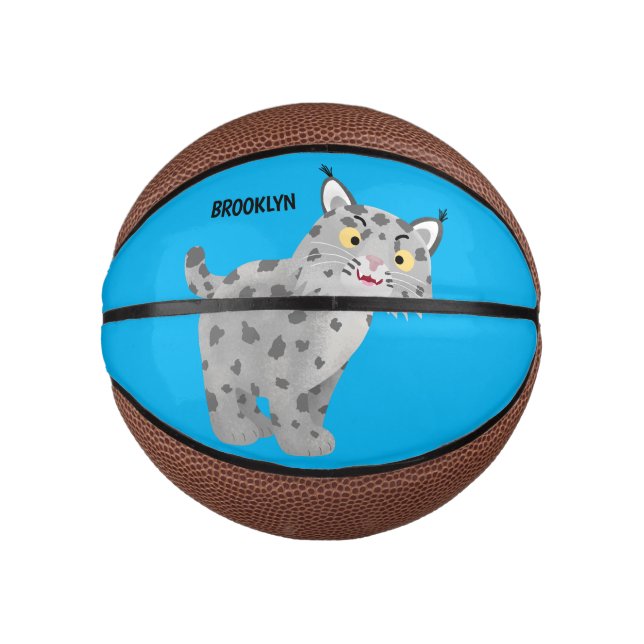 Cute mean bobcat lynx cartoon mini basketball (Front)