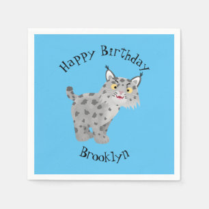 Cute mean bobcat lynx cartoon napkin