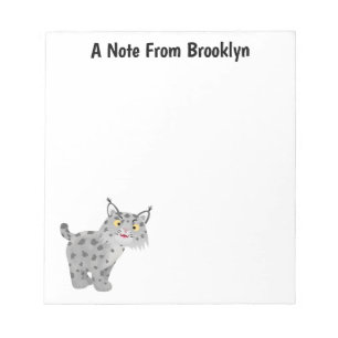Cute mean bobcat lynx cartoon notepad