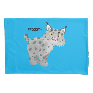 Cute mean bobcat lynx cartoon pillowcase