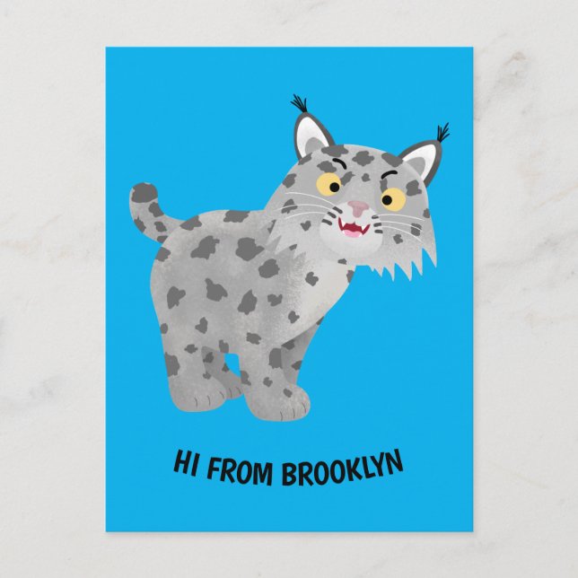 Cute mean bobcat lynx cartoon postcard (Front)