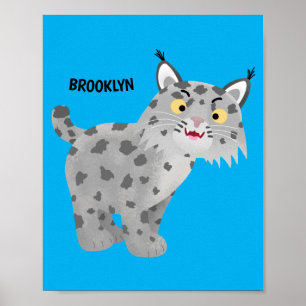 Cute mean bobcat lynx cartoon poster