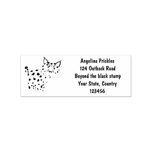 Cute mean bobcat lynx cartoon rubber stamp