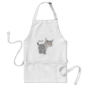 Cute mean bobcat lynx cartoon standard apron