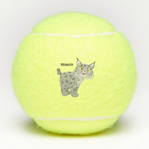 Cute mean bobcat lynx cartoon tennis balls