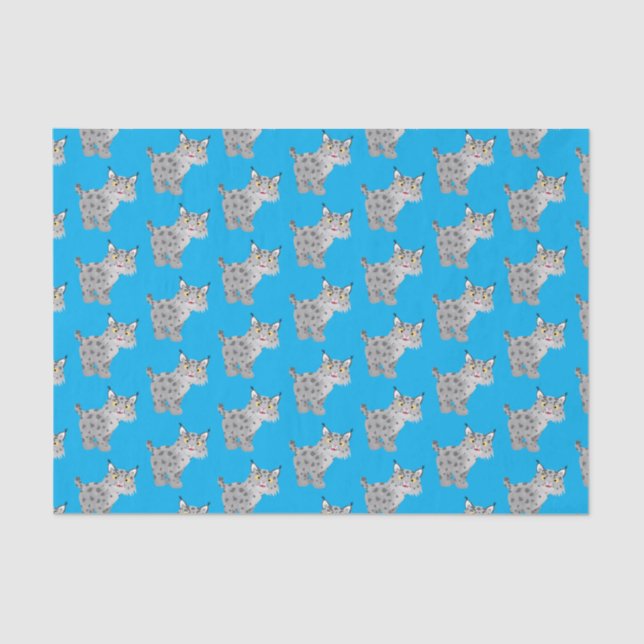 Cute mean bobcat lynx cartoon tissue paper (Front)