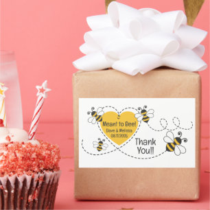 Cute Meant to Bee Personalized Wedding  Rectangular Sticker