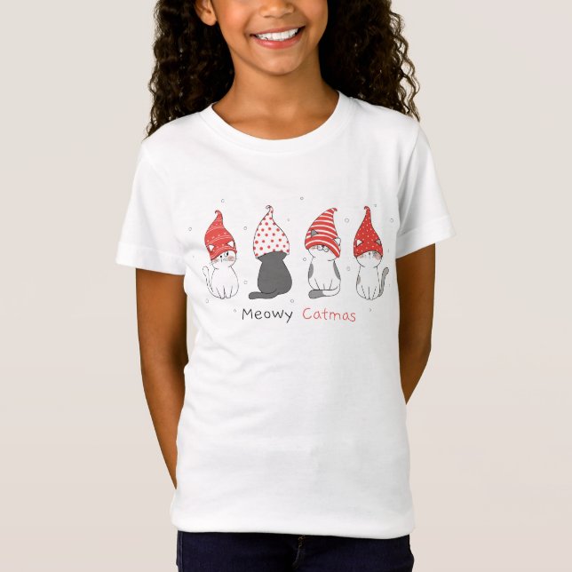 Cute Meaow Catmas Kittens Grils T-Shirt (Front)