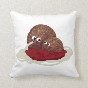 Cute Meatball Eating Spaghetti Cushion