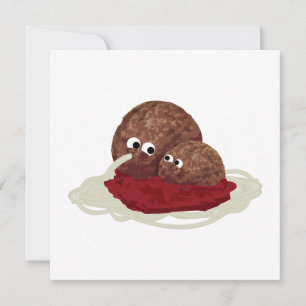 Cute Meatball Eating Spaghetti Invitation