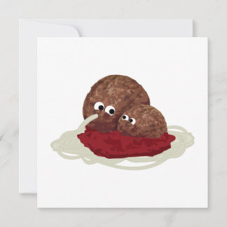 Cute Meatball Eating Spaghetti Invitation