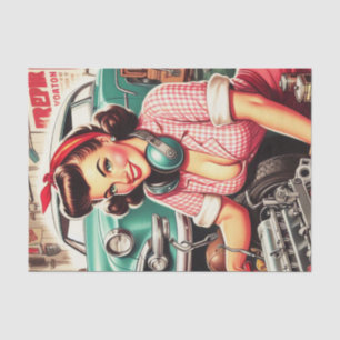 Cute Mechanic Pin-up Tissue Paper