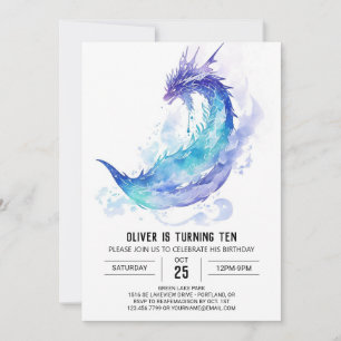 Cute Mediaeval Dragon Adventure Birthday Invitation