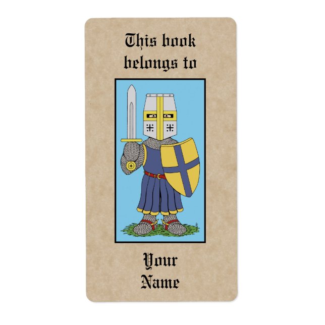 Cute Mediaeval Knight Bookplate (Front)